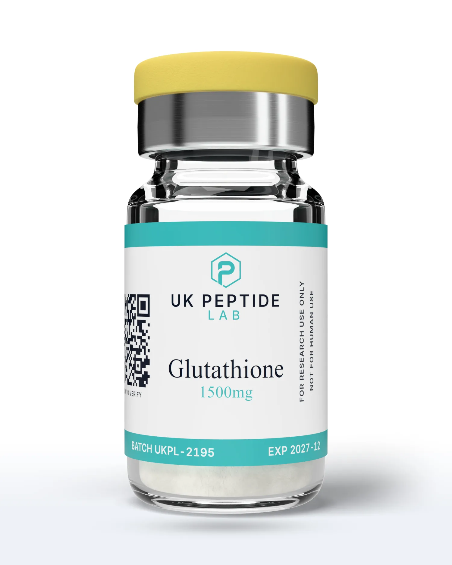 Glutathione 1500mg research peptide vial, batch UKPL-2195
